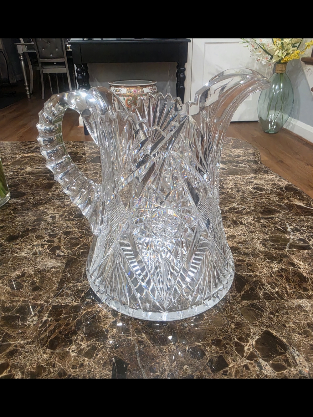 Clear Cut Crystal-Style Pitcher Vase - Elegant Clear Home Accent